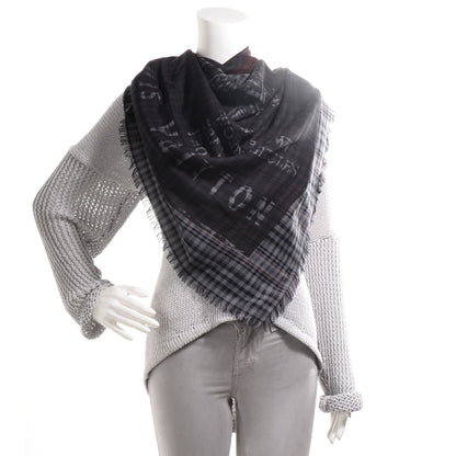 Louis Vuitton Mens Fleece Wool Silk Trunks Shawl Gris Rouge 2 of 4