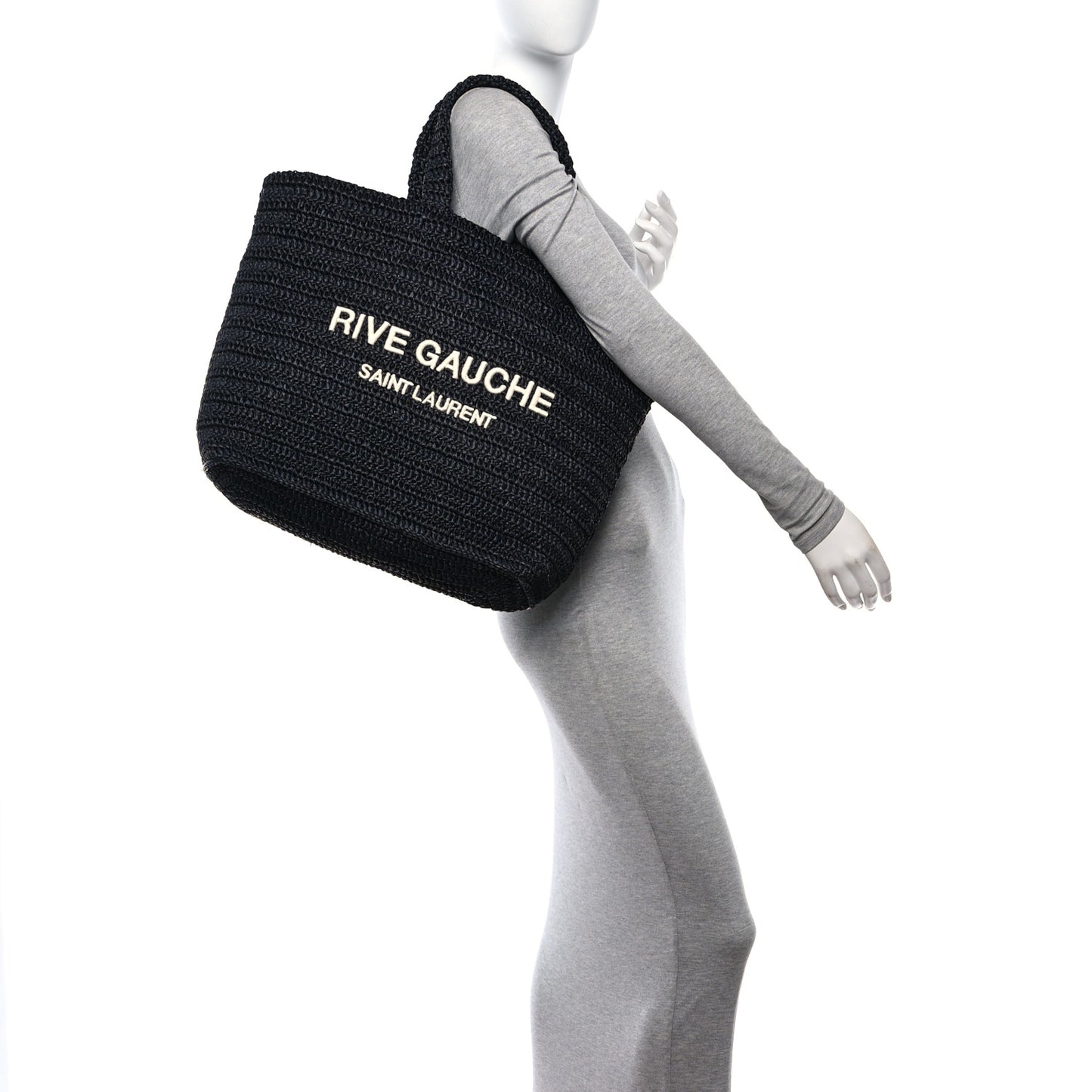 Raffia Rive Gauche Tote Black
