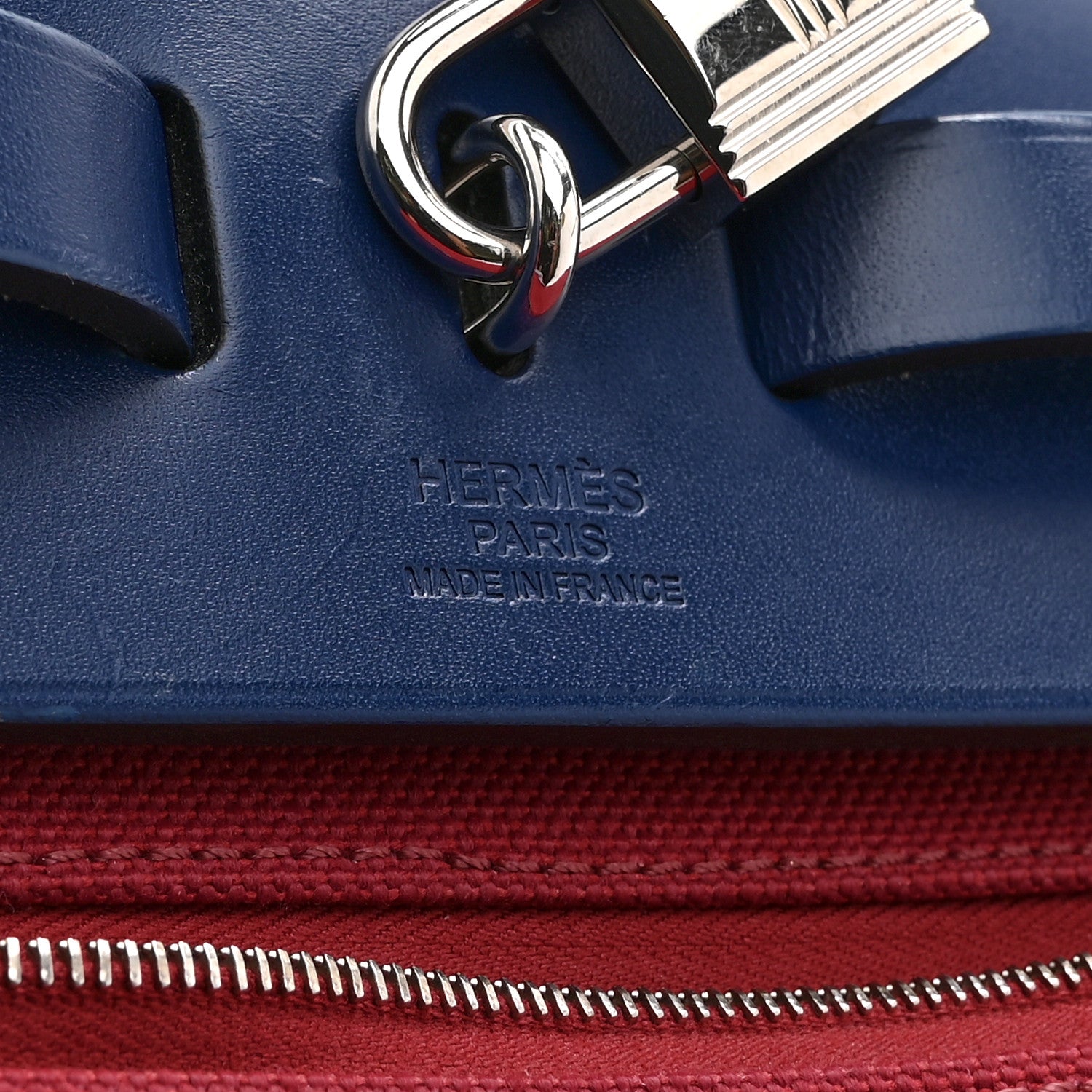 Hermes Military Toile Vache Hunter Herbag Zip 31 PM Rouge Grenat Bleu Saphir 7 of 14