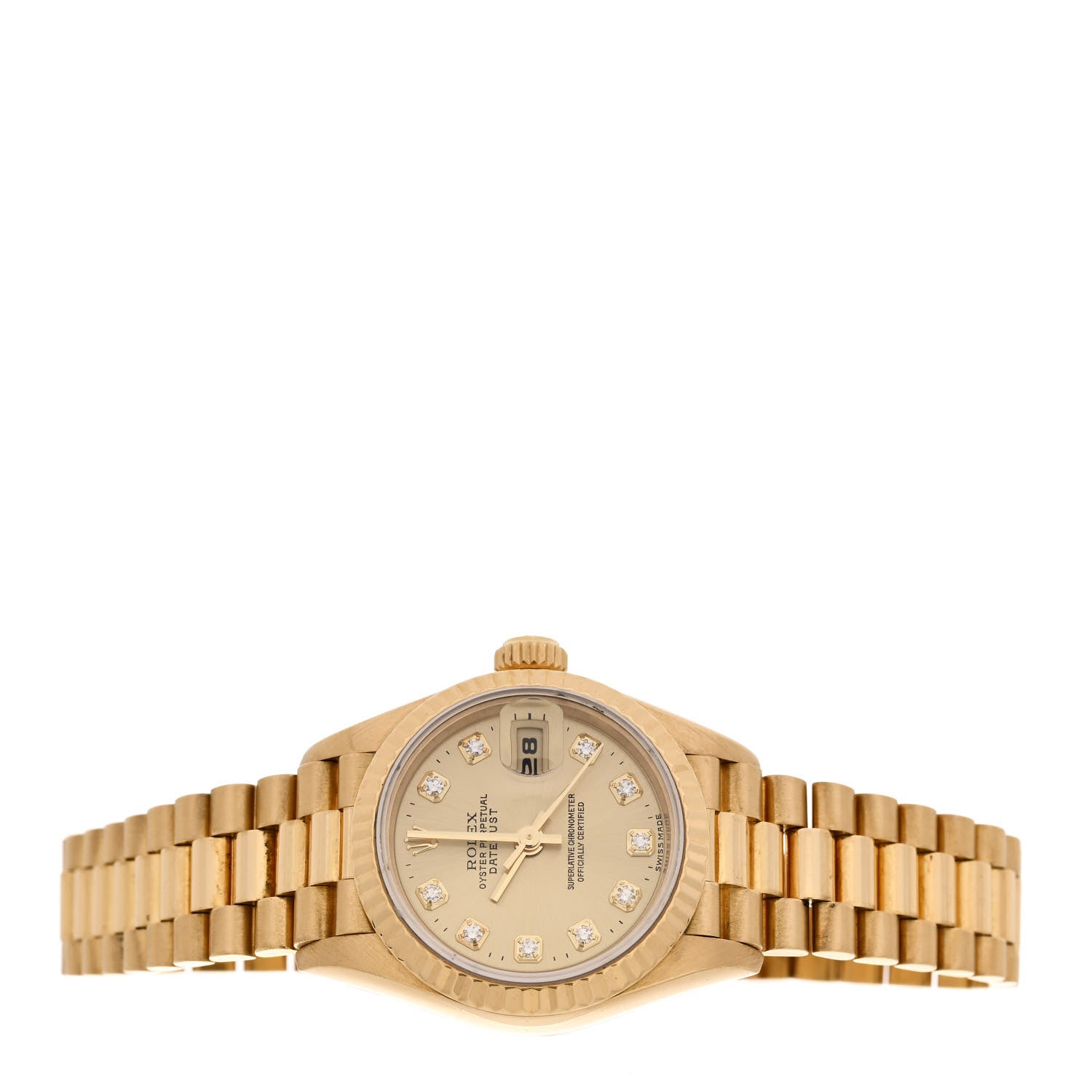 Rolex 18K Yellow Gold Diamond 26mm Datejust President Watch Champagne 69178 2 of 4