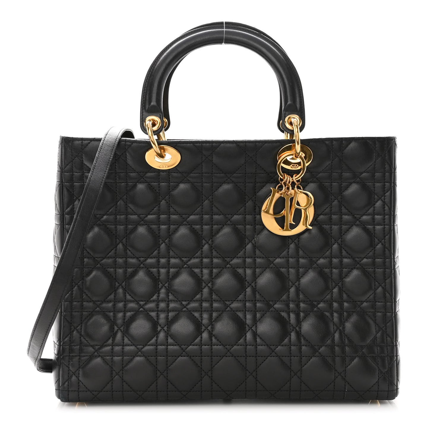 Lambskin Cannage Large Lady Dior Black