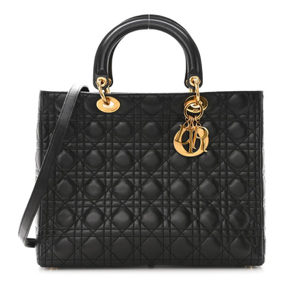 Christian Dior Lambskin Cannage Large Lady Dior Black 1 of 10