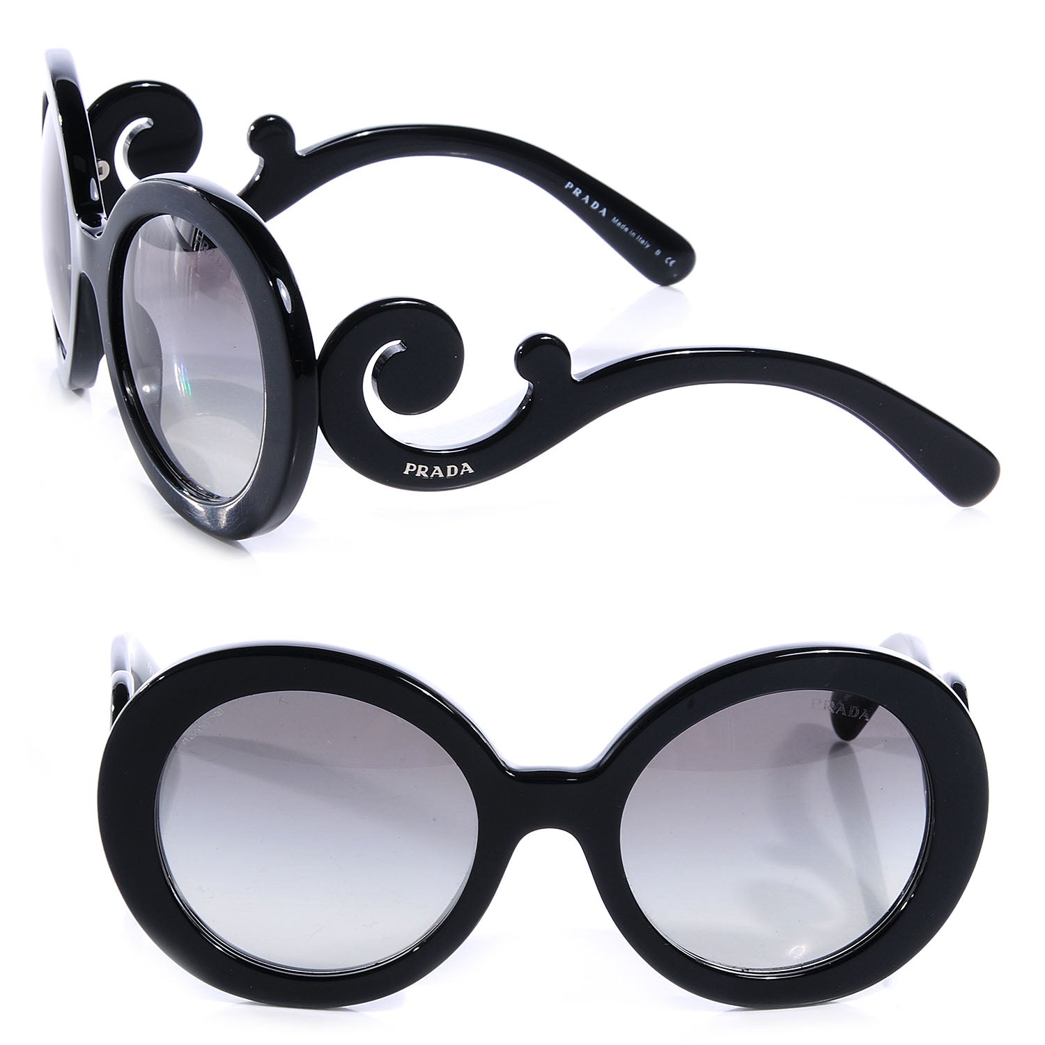 Prada Baroque Sunglasses SPR 27N Black 1 of 5