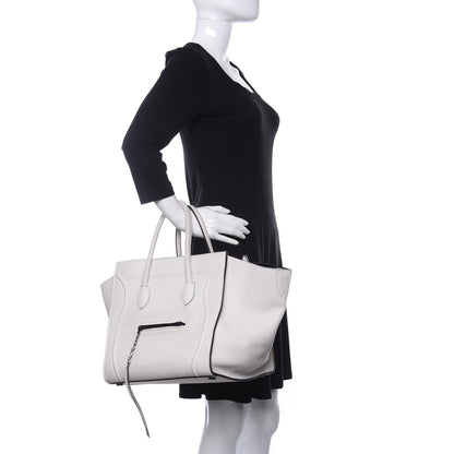 Celine Calfskin Medium Phantom Luggage White 2 of 14