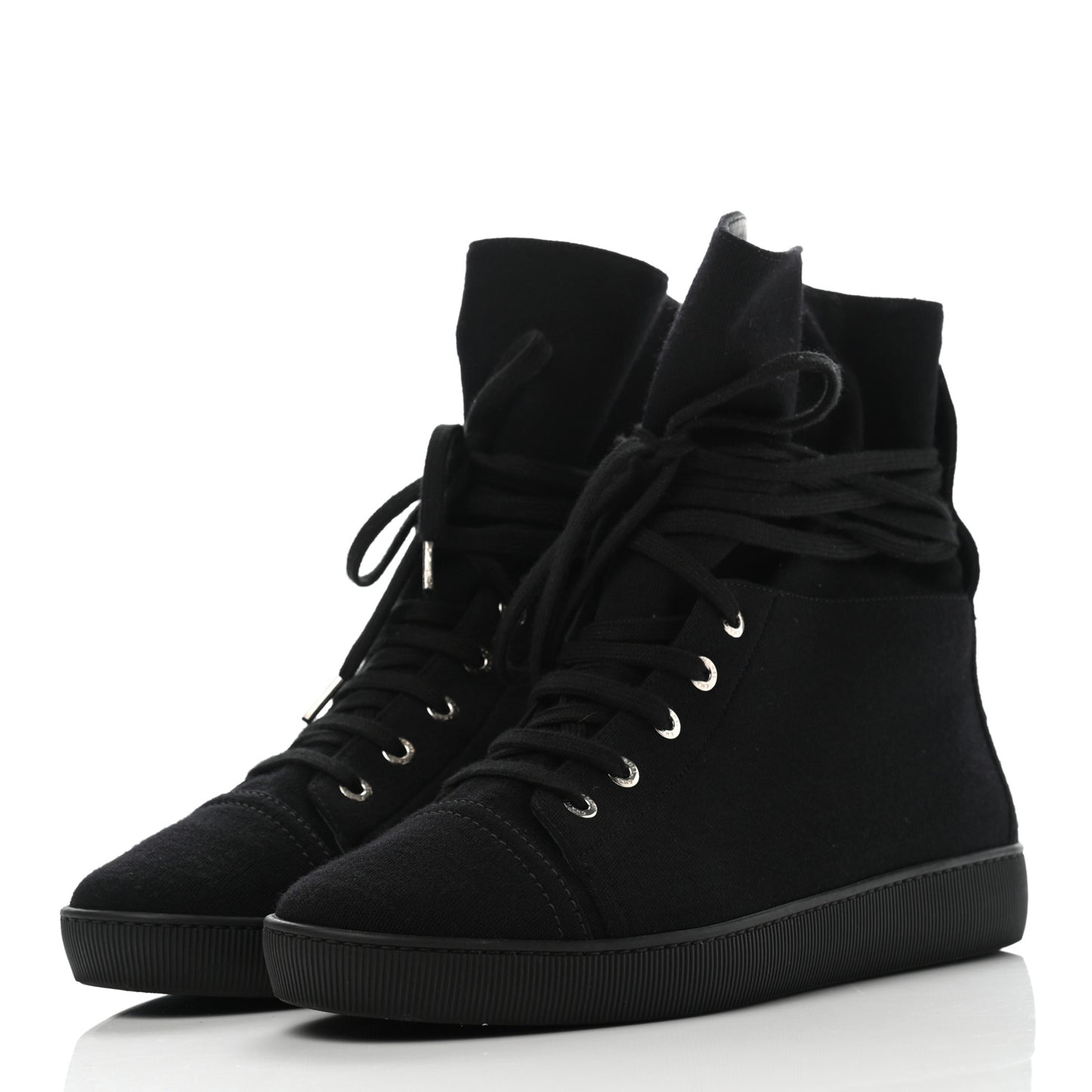 Jersey Lace Up High Top Sneakers 38.5 Black