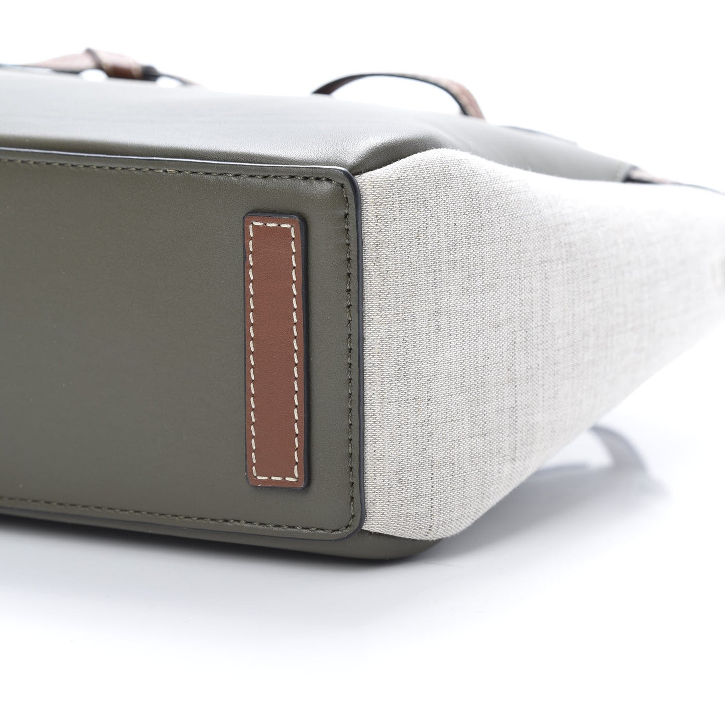 Calfskin Linen Mini Lazo Tote Khaki Green