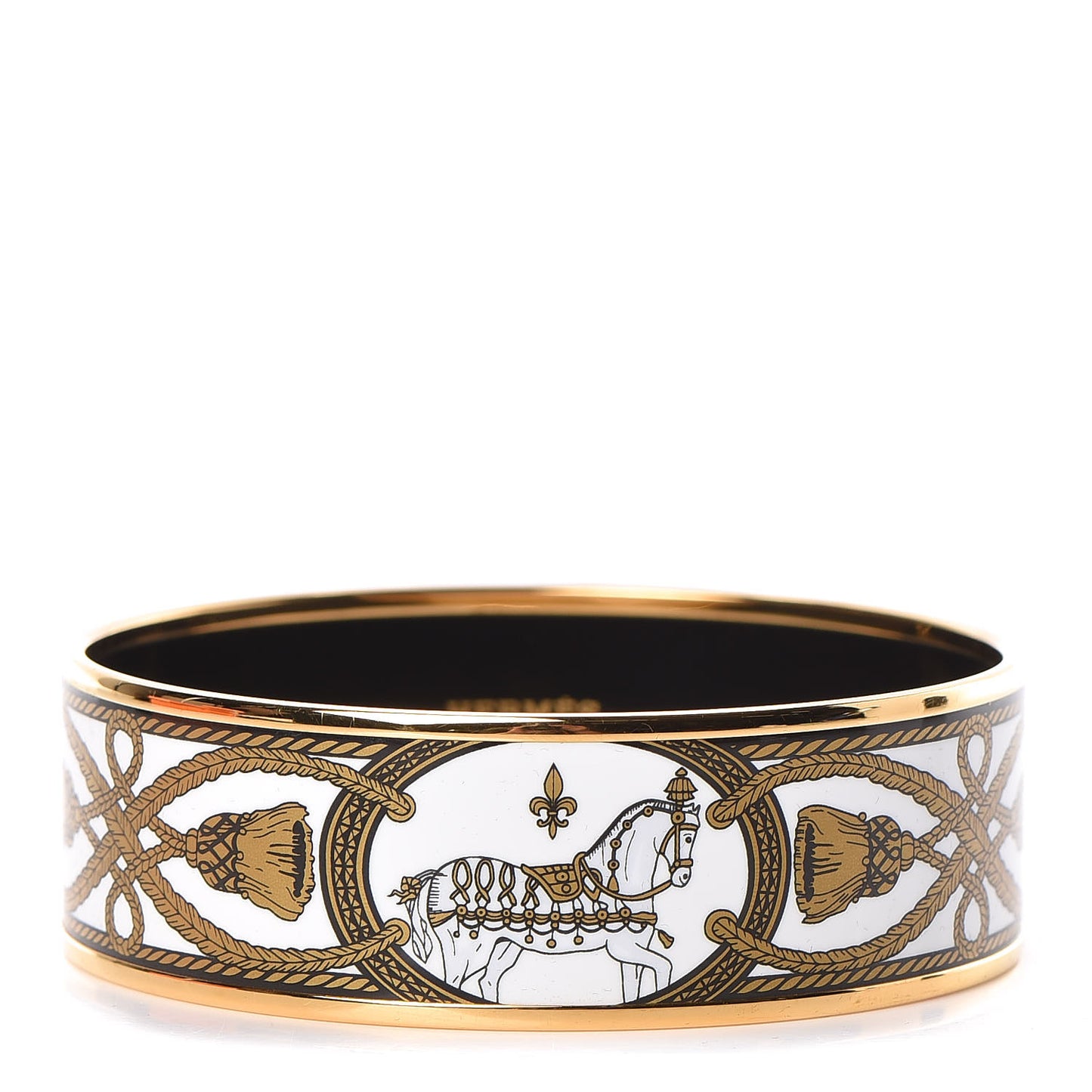 Enamel Printed Wide Grand Apparat Bracelet 70 White