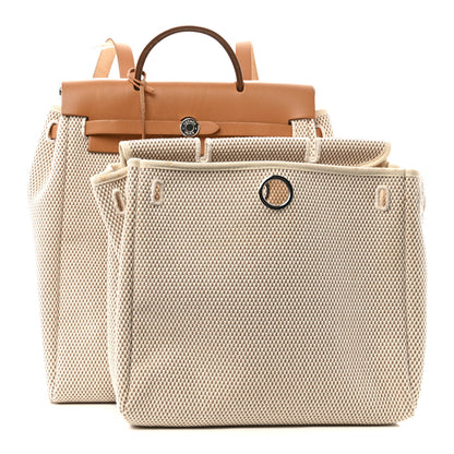 Hermes Toile Vache Calfskin Herbag 30 PM Backpack Natural 3 of 18