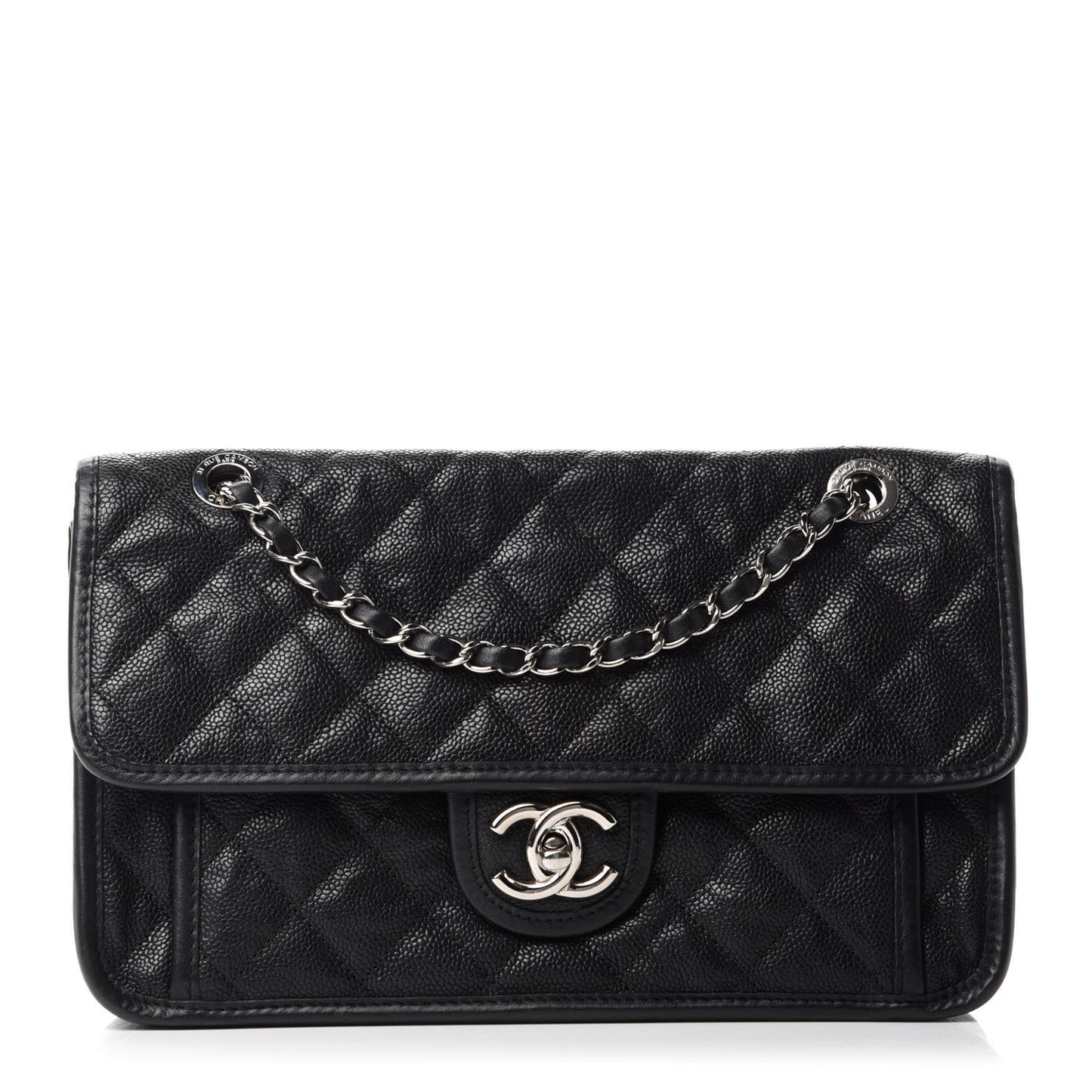 Caviar Quilted Medium French Riviera Flap Black