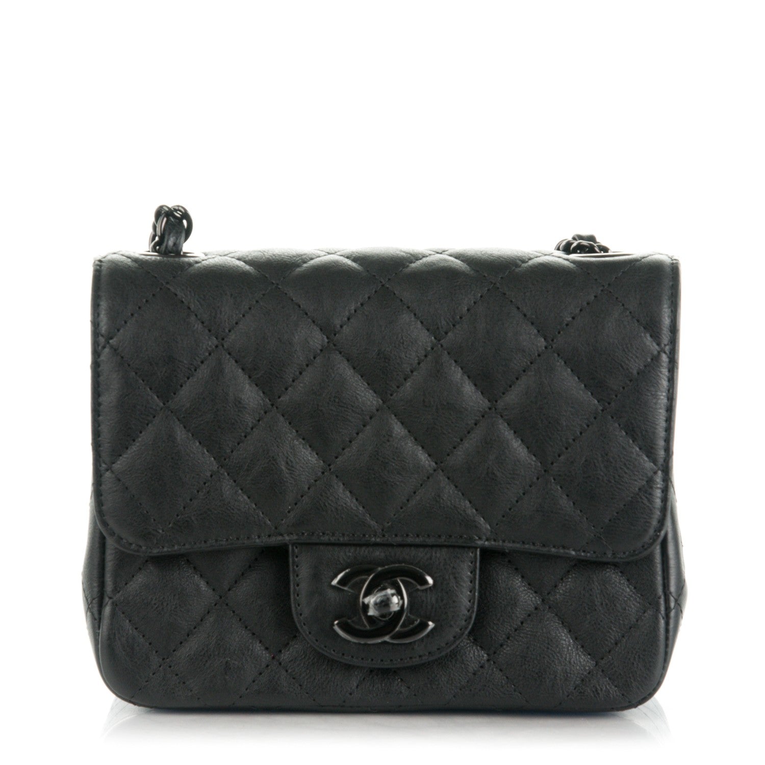 Chanel Crumpled Calfskin Quilted Mini Square Flap So Black 1 of 9