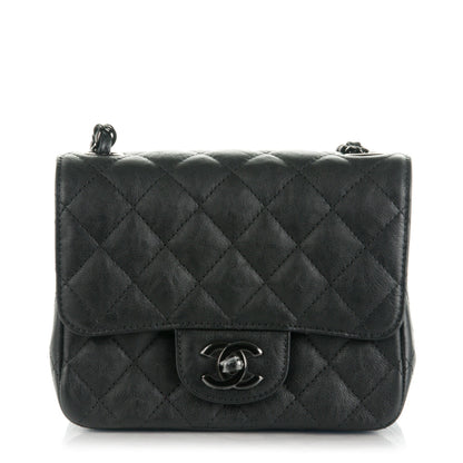 Chanel Crumpled Calfskin Quilted Mini Square Flap So Black 1 of 9