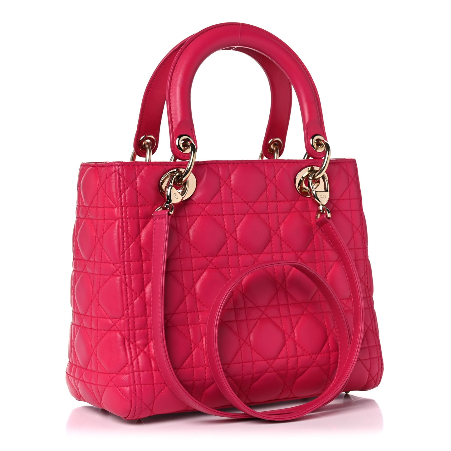 Lambskin Cannage Medium Lady Dior Fuchsia