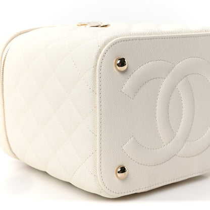 Chanel Caviar Quilted Small Top Handle Vanity Case With Chain White 8 of 9