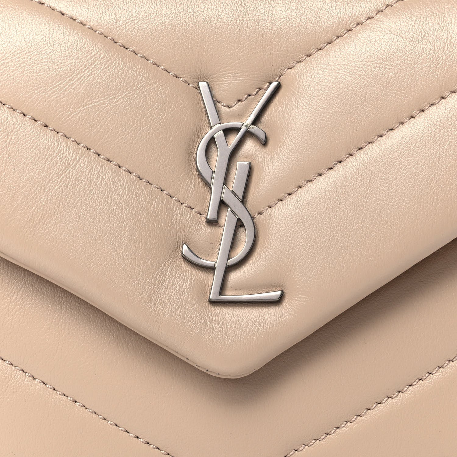 Saint Laurent Calfskin Y Quilted Monogram Toy Loulou Crossbody Bag Latte 10 of 11