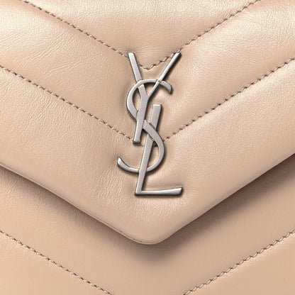 Saint Laurent Calfskin Y Quilted Monogram Toy Loulou Crossbody Bag Latte 10 of 11