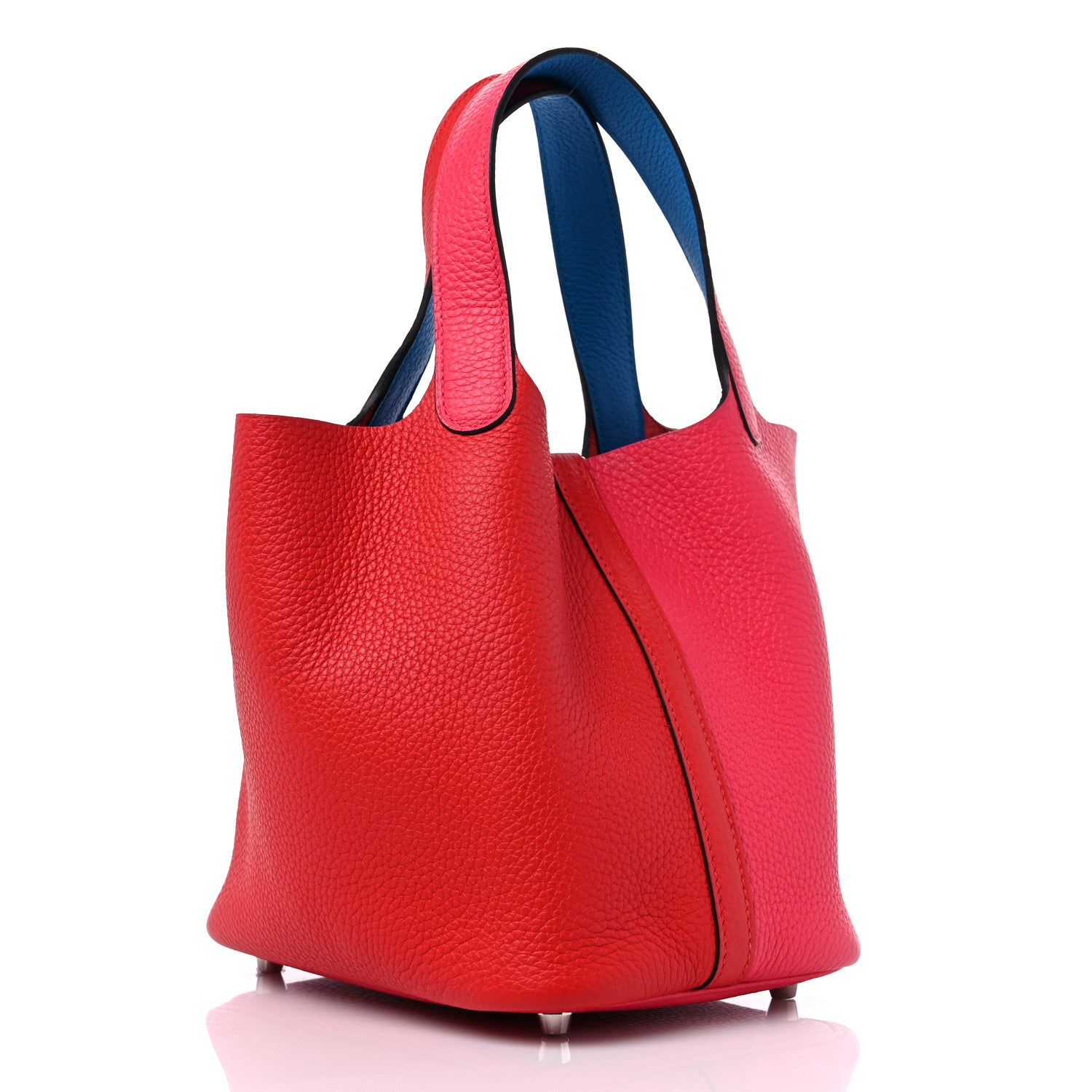 Hermes Taurillon Clemence Tri-Color Picotin Lock 18 PM Rouge Coeur Rose Extreme Bleu Zanzibar 3 of 10