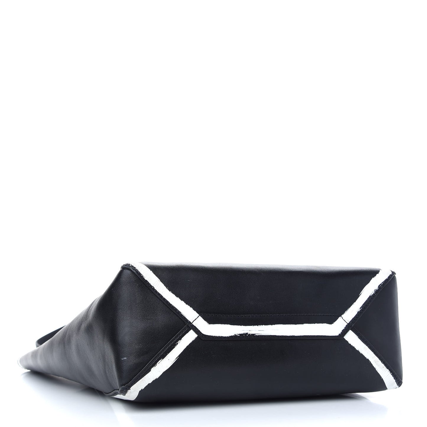 Calfskin Logo Print Stargate Shopper Tote Black