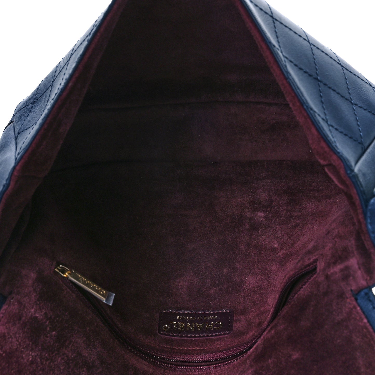 Calfskin Stitched Messenger Flap Bag Navy