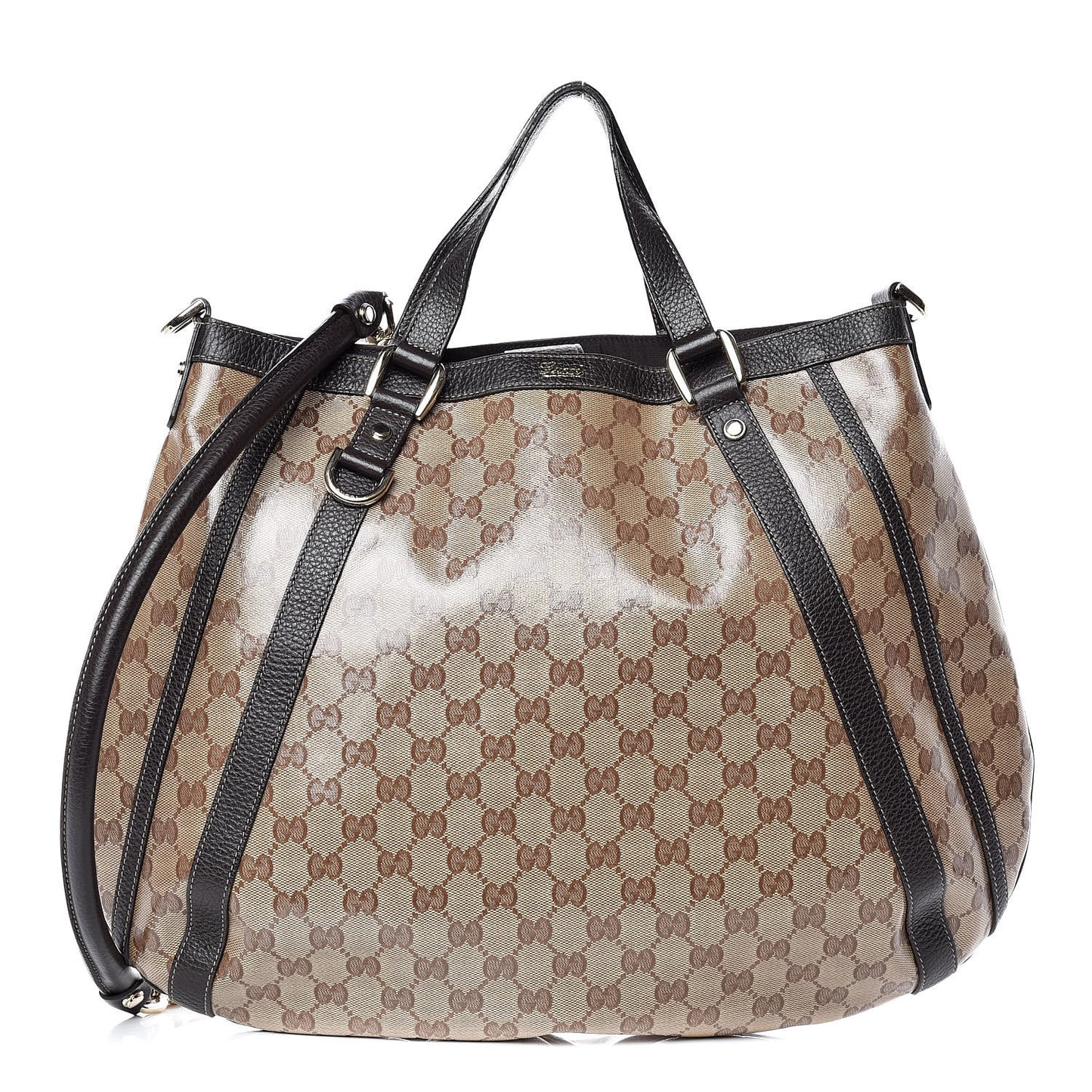 Crystal Monogram Medium Abbey Convertible Tote Dark Brown
