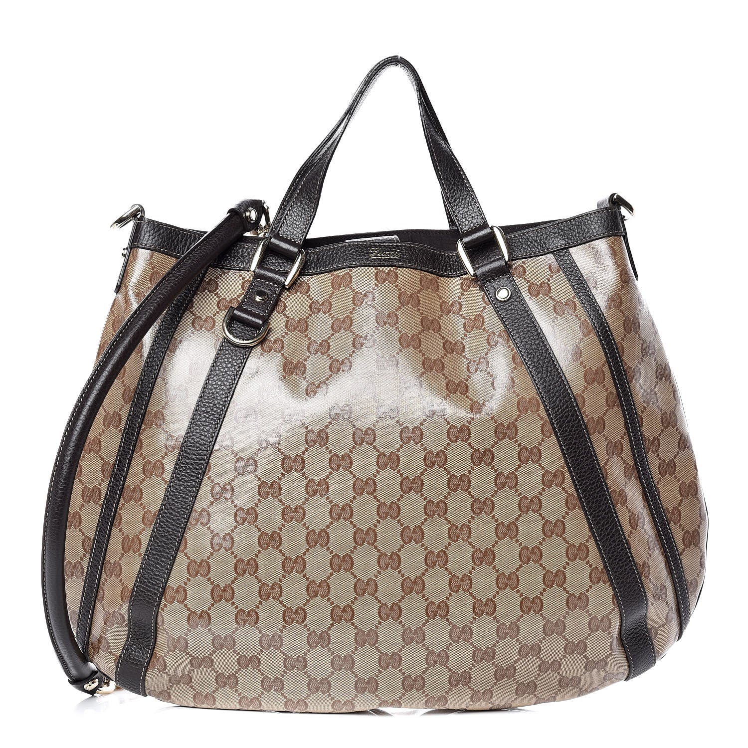Gucci Crystal Monogram Medium Abbey Convertible Tote Dark Brown 1 of 12