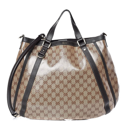 Gucci Crystal Monogram Medium Abbey Convertible Tote Dark Brown 1 of 12