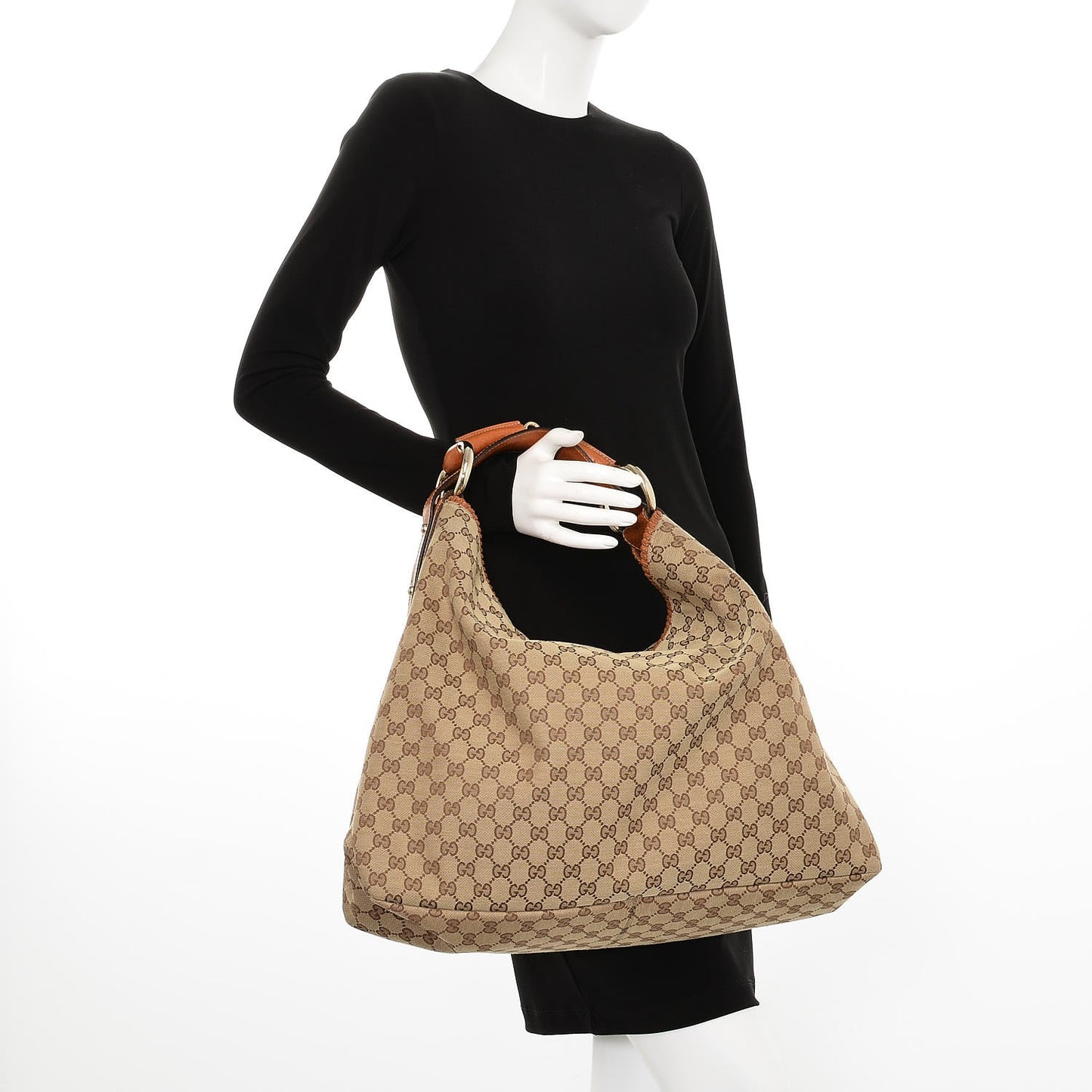 Monogram Large Horsebit Chain Hobo Brown