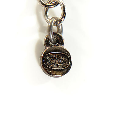 Chanel Crystal Baguette Coco Love Necklace Silver Blue 3 of 6