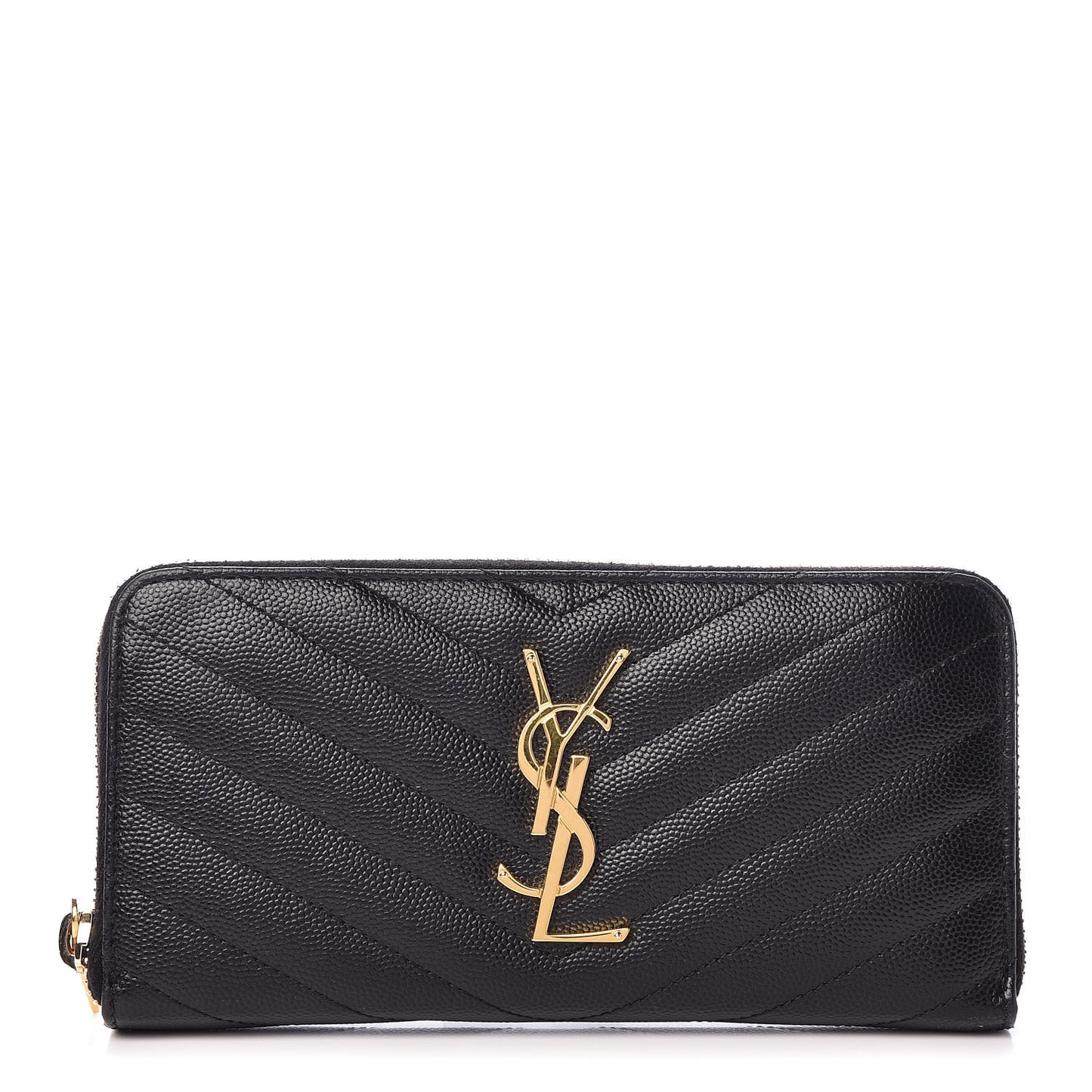 Grain De Poudre Matelasse Chevron Monogram Zip Around Wallet Black