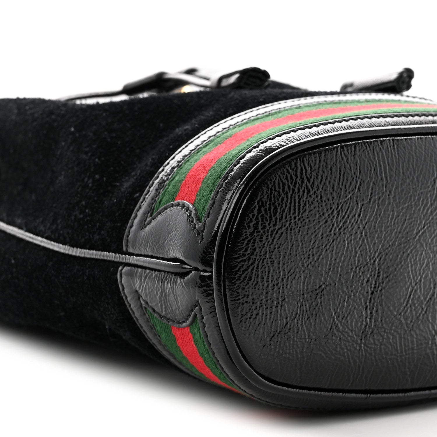 Gucci Suede Patent Web Small Ophidia Bucket Bag Black 9 of 11