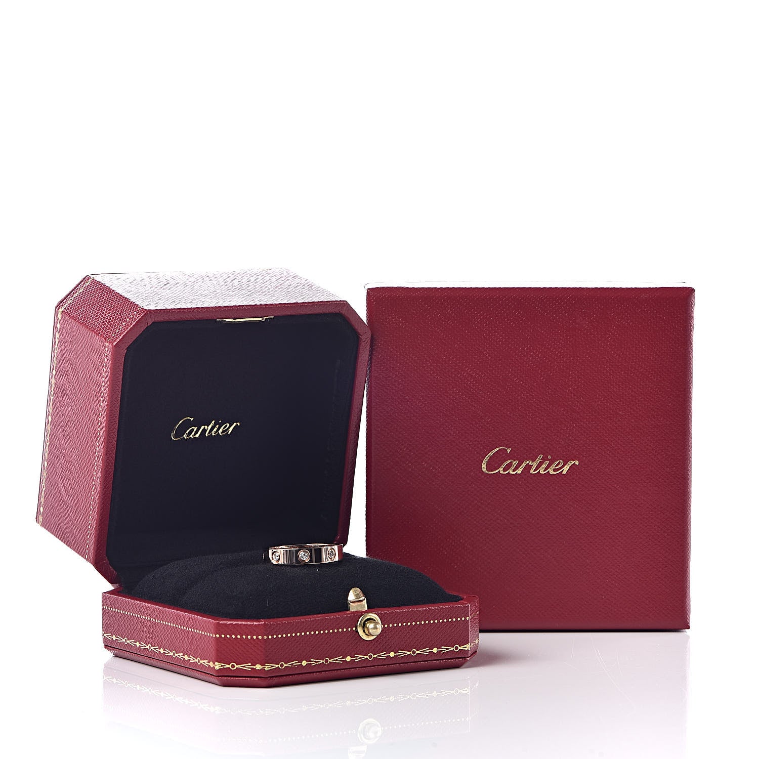 Cartier 18K Pink Gold 8 Diamond 4mm LOVE Wedding Band Ring 53 6.25 6 of 6