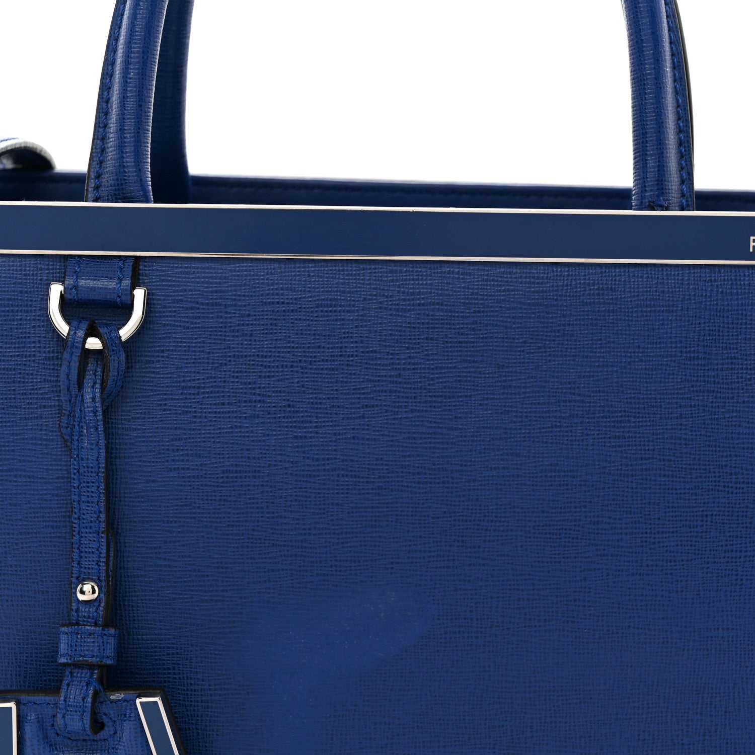 Fendi Vitello Elite Petite 2Jours Tote Blue Neon 9 of 15
