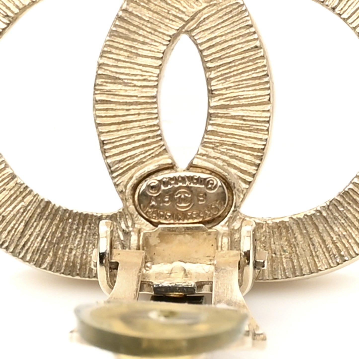 Metal CC Clip On Earrings Gold Pearly White