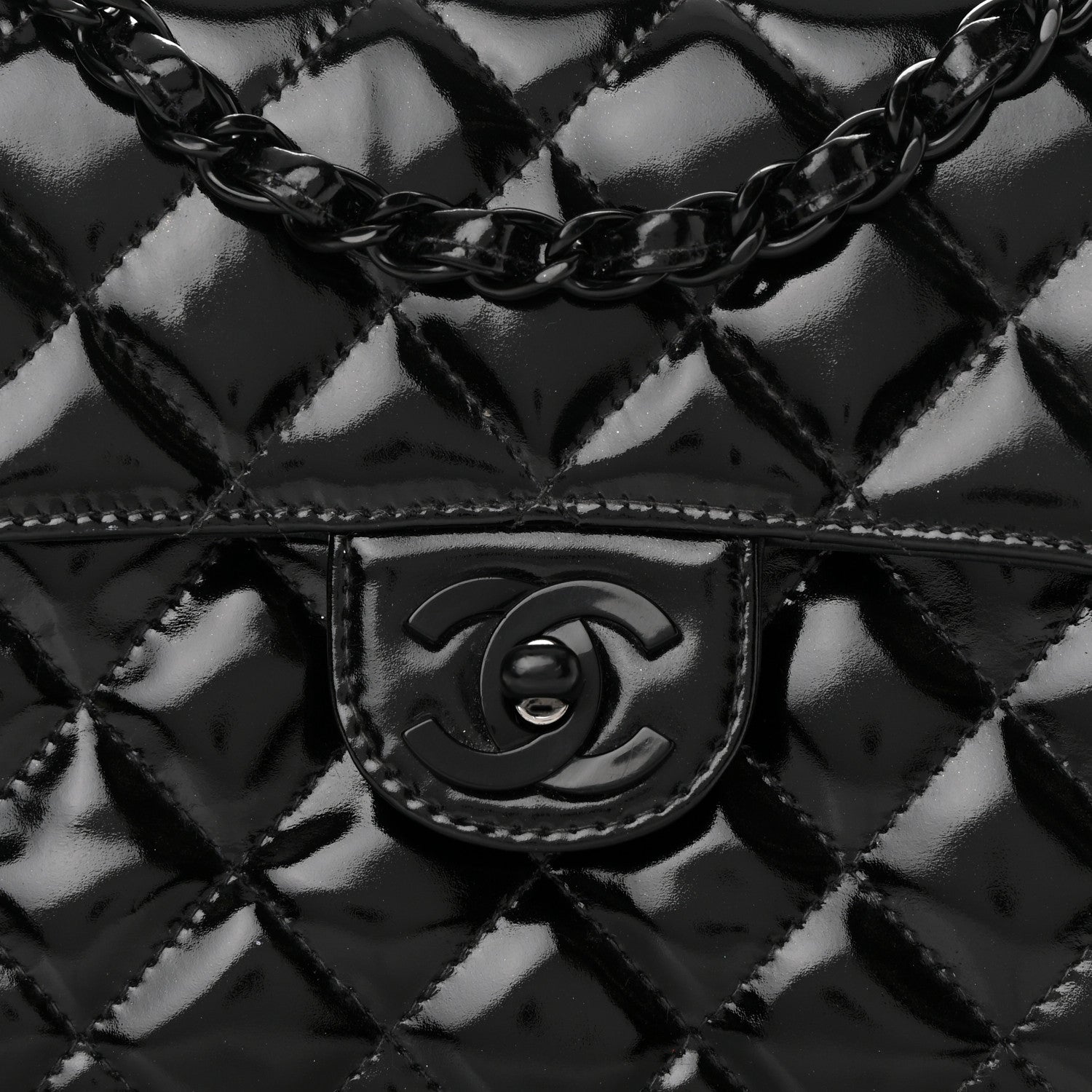 Chanel Patent Calfskin Quilted Mini Square Flap So Black 9 of 18