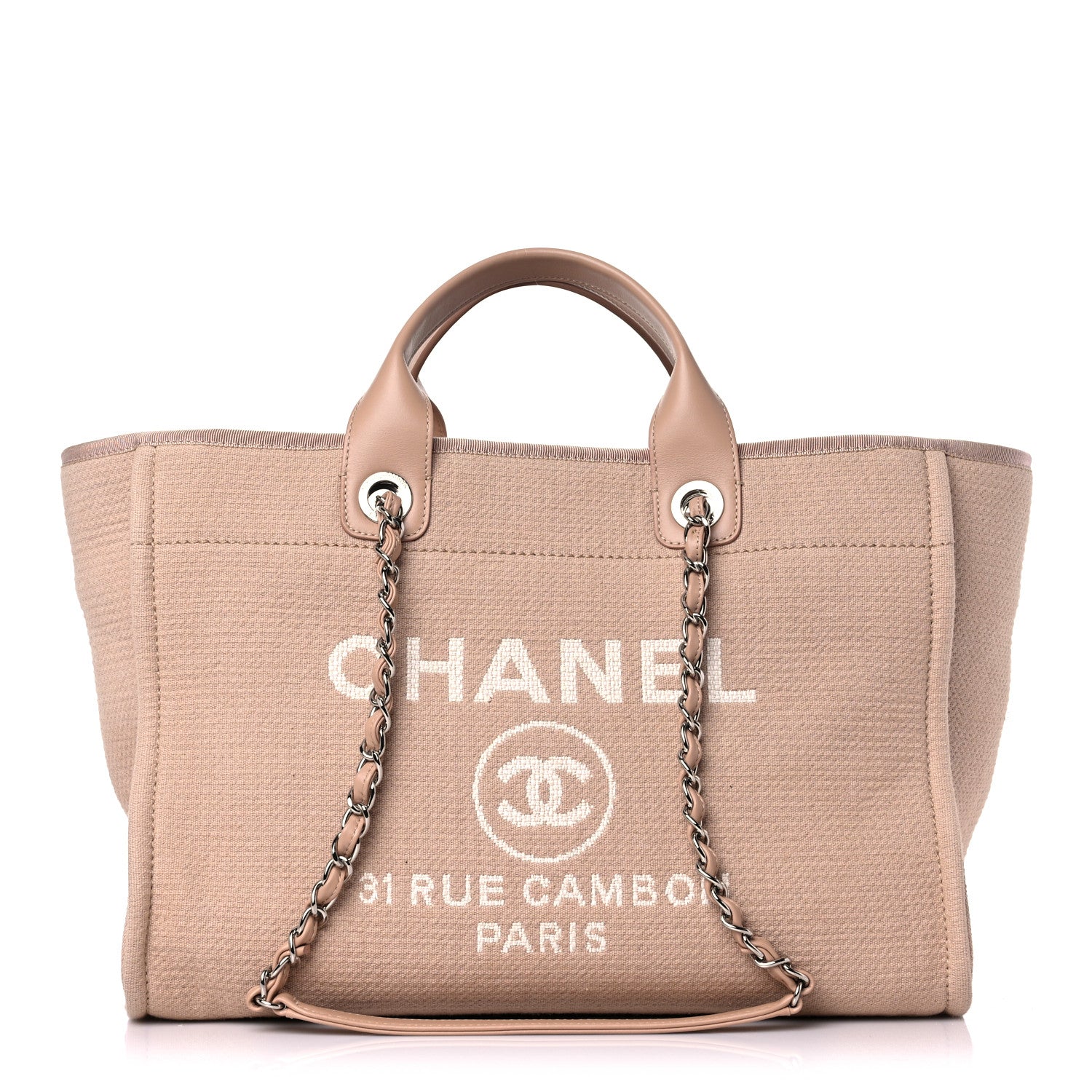 Chanel Canvas Large Deauville Tote Beige 3 of 10