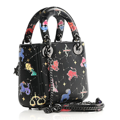 Christian Dior Calfskin Pixel Zodiac Mini Lady Dior Black Multicolor 3 of 10