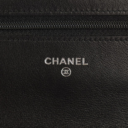 Chanel Patent Camellia Embossed Wallet On Chain WOC Black 7 of 9