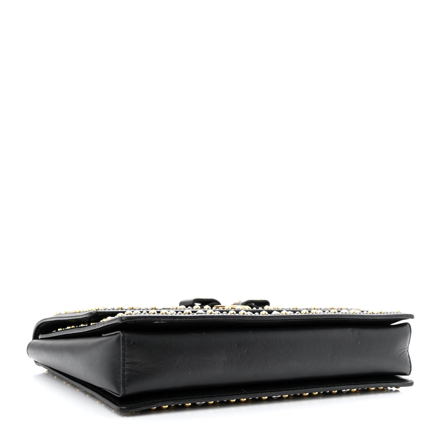 Calfskin Studded Vara Bow Bag Black