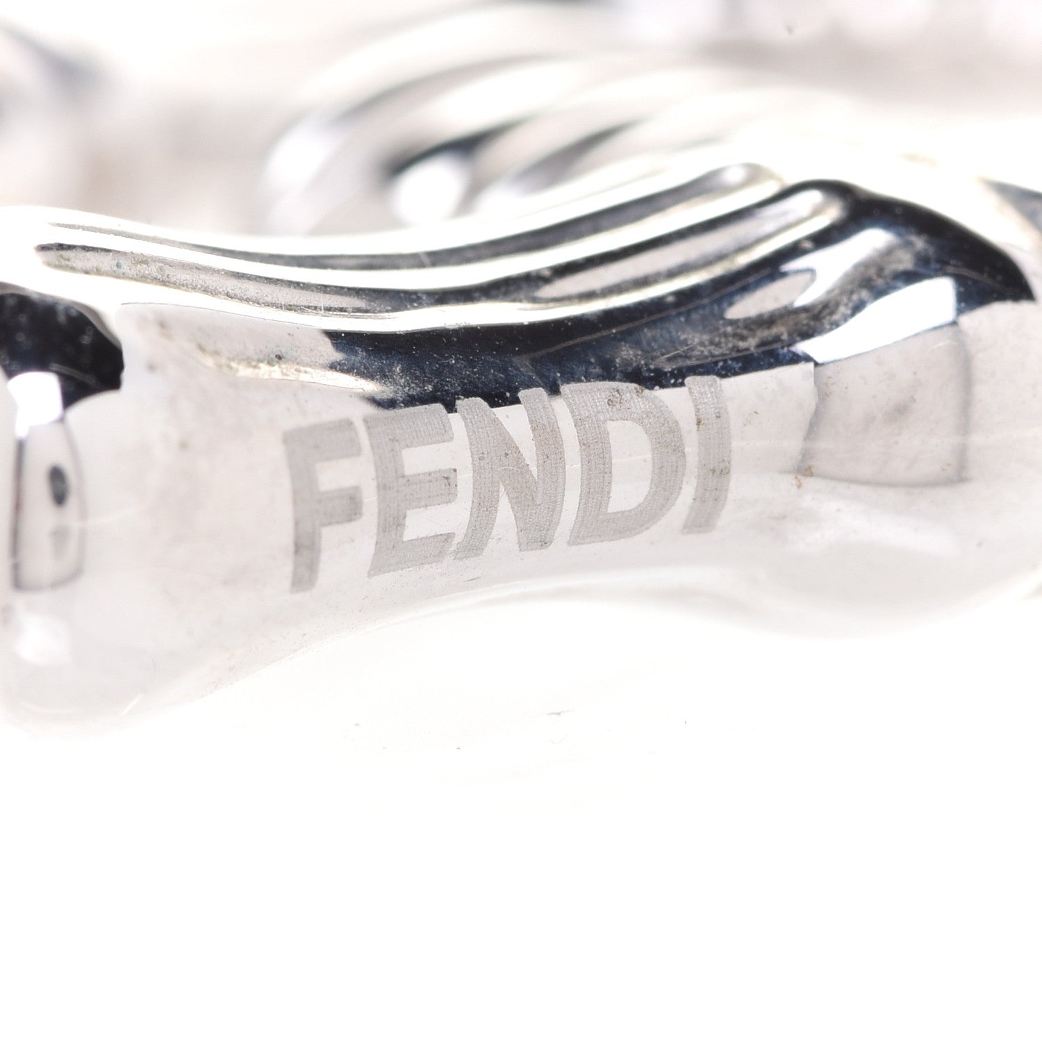Fendi Metal FF Bamboo Hoop Earrings Silver 5 of 8