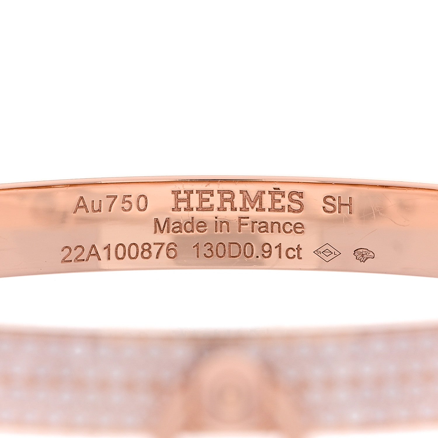 Hermes 18K Rose Gold Diamond PM Collier De Chien Pave Bracelet SH 3 of 4
