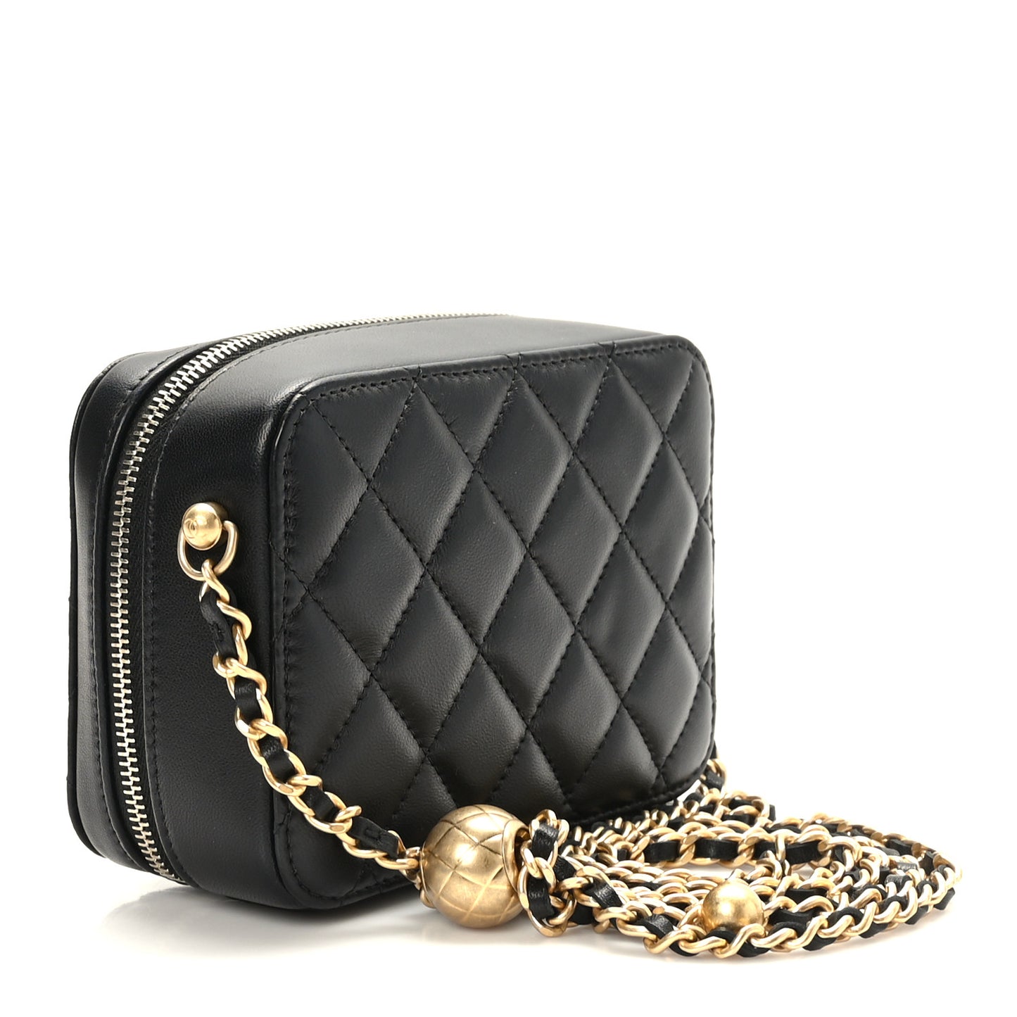 Lambskin Quilted CC Pearl Crush Camera Case Black