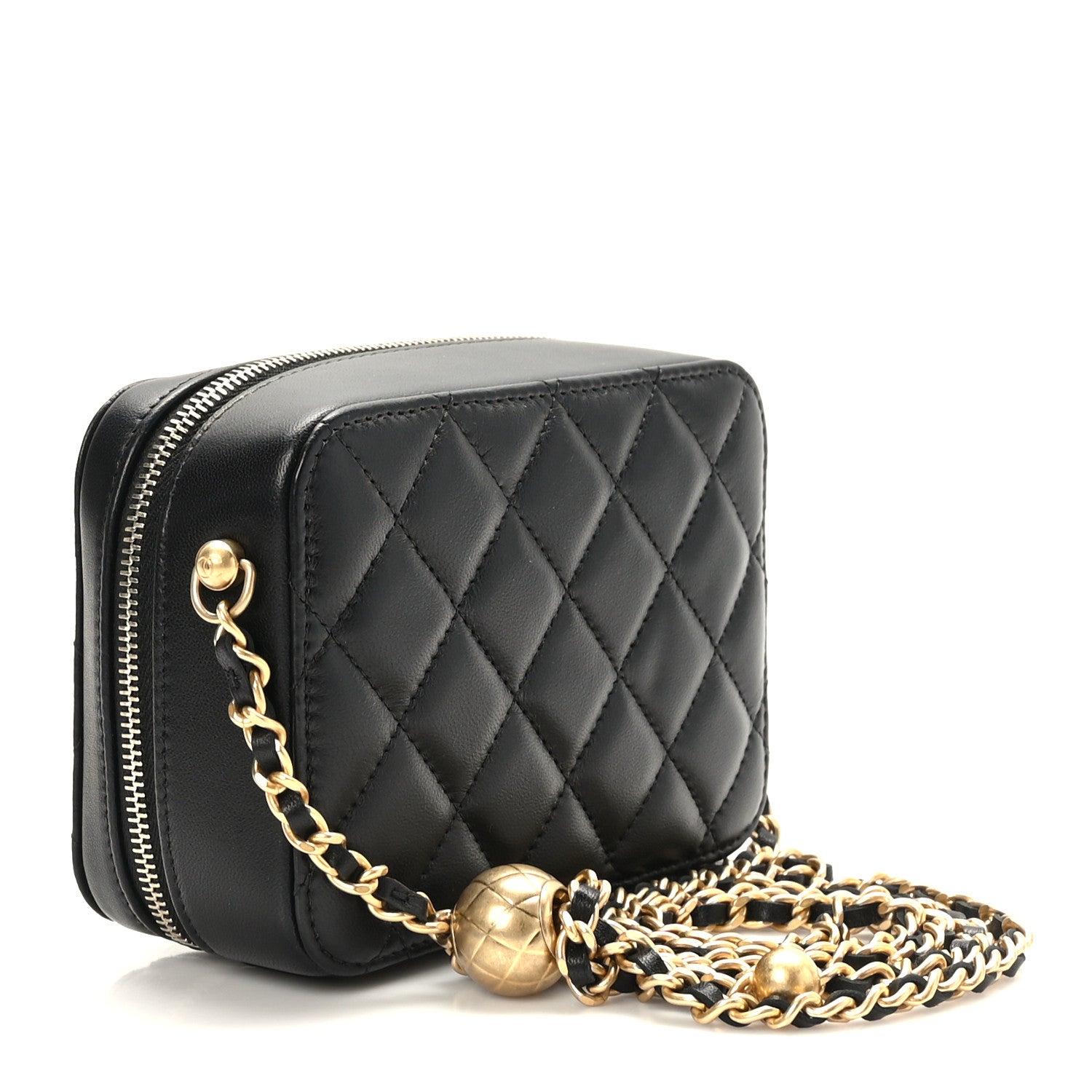 Chanel Lambskin Quilted CC Pearl Crush Camera Case Black 2 of 9