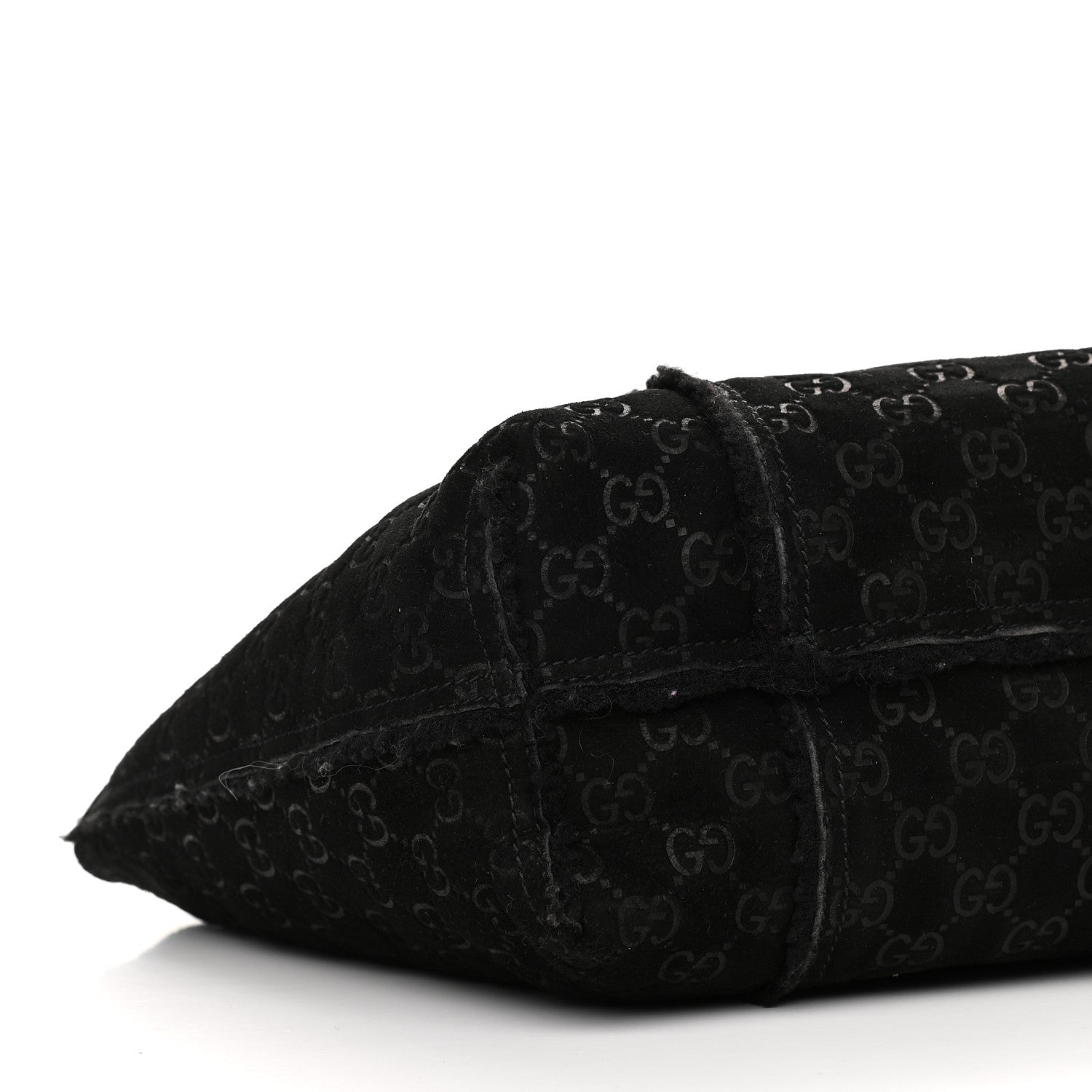 Gucci Monogram Suede Shearling Medium Jolicoeur Tote Black 9 of 10