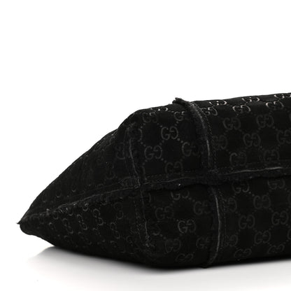 Gucci Monogram Suede Shearling Medium Jolicoeur Tote Black 9 of 10