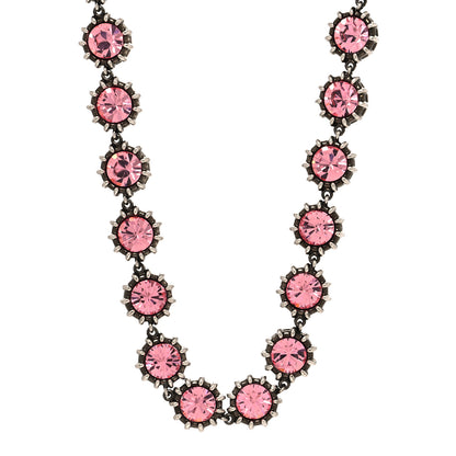 Gucci Metal Crystal Choker Necklace Silver Pink 1 of 5