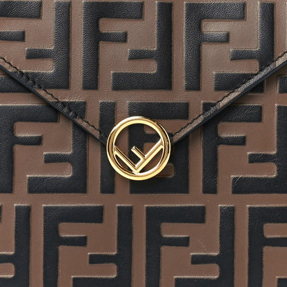 Fendi Vitello Soft F is Fendi Bi-Color FF 1974 Embossed Envelope Pouch Maya Black 10 of 13