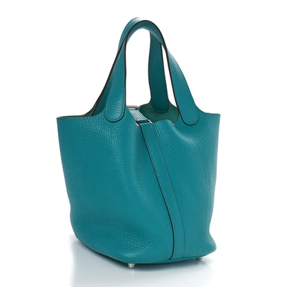 Hermes Taurillon Clemence Picotin Lock 18 PM Bleu Paon 3 of 10