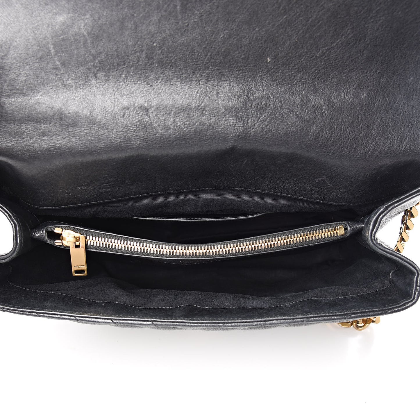 Sheepskin Matelasse Chevron Monogram Large College Satchel Black