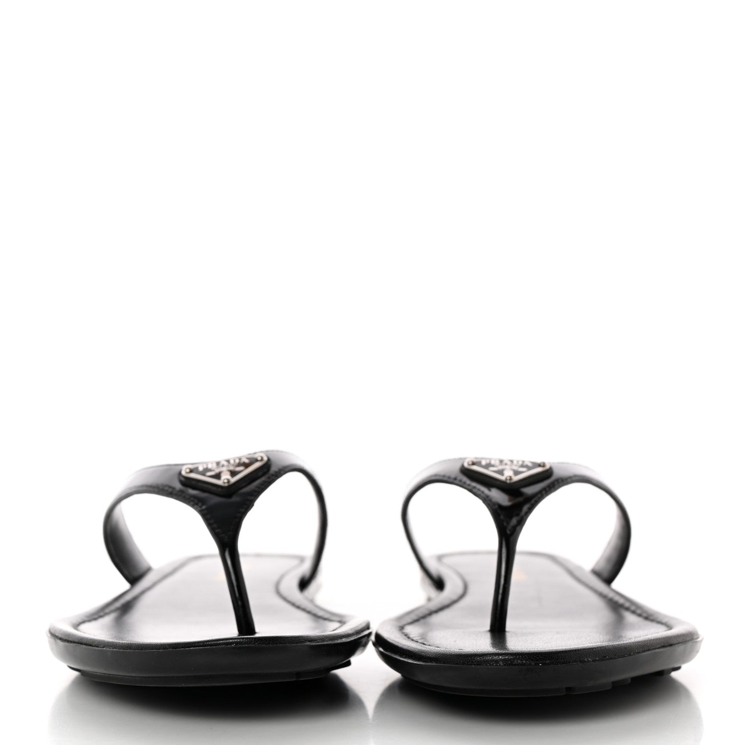Prada Patent Calfskin Logo Thong Sandals 39 Black 2 of 10