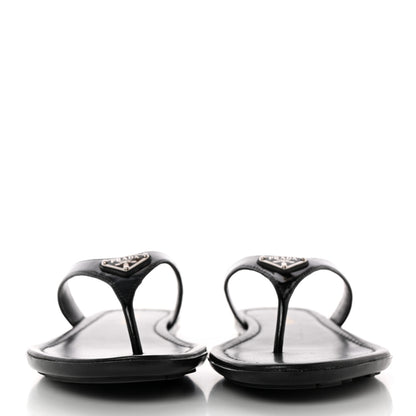Prada Patent Calfskin Logo Thong Sandals 39 Black 2 of 10