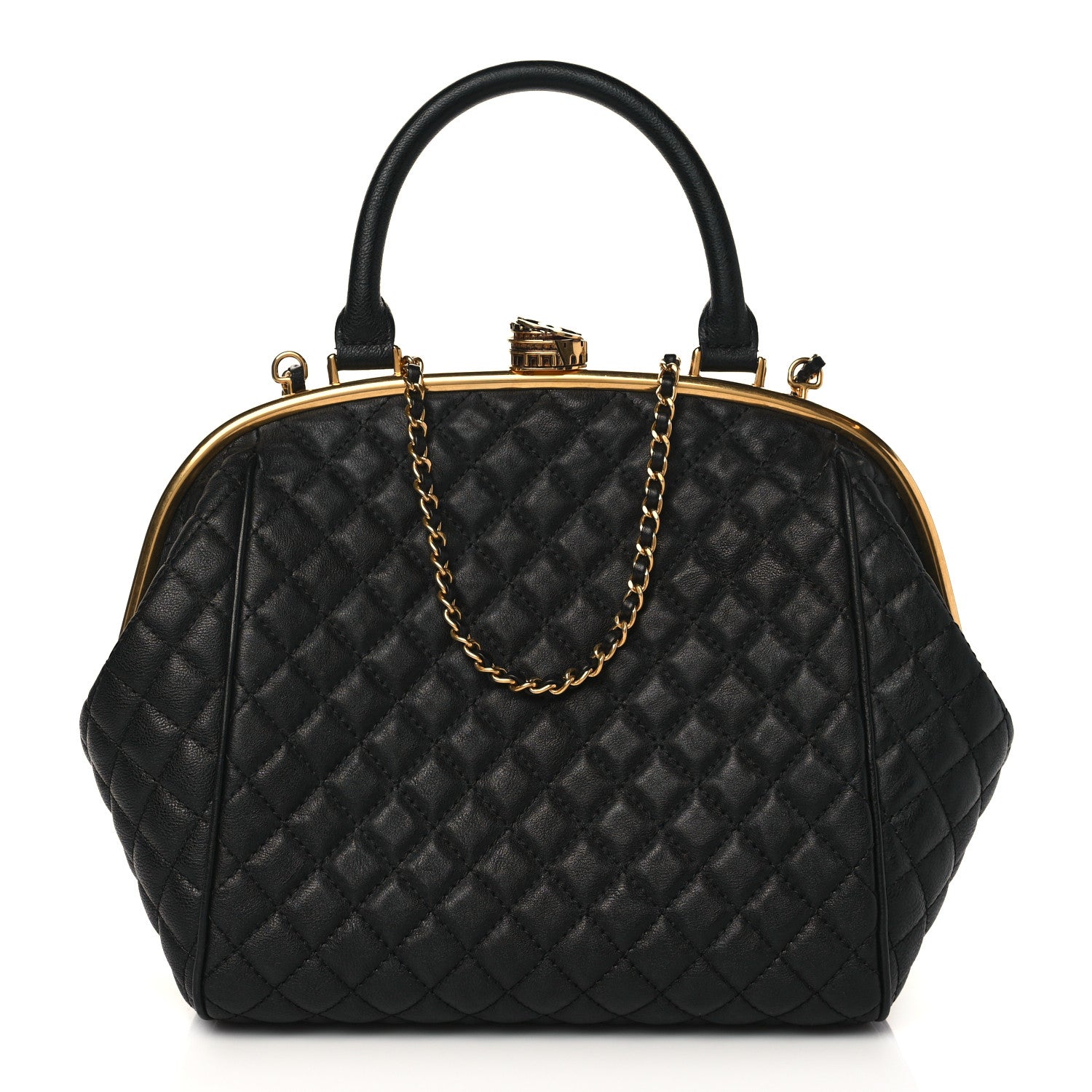 Chanel Calfskin Quilted Paris Rome Colosseum Lock Bag Black 1 of 8